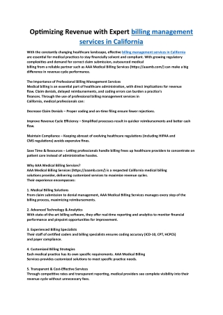 billing management services in California