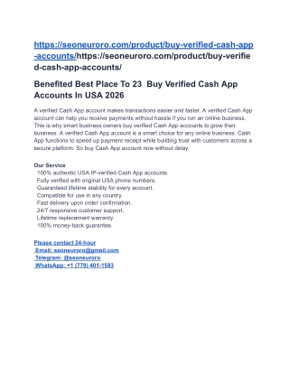 Benefited Best Place To 23  Buy Verified Cash App Accounts In USA 2026