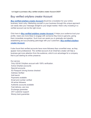 _ Is it legal to purchase a Buy verified onlyfans creator Account 2025_