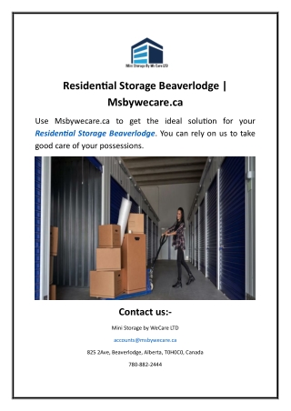 Residential Storage Beaverlodge | Msbywecare.ca