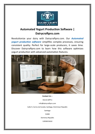 Automated Yogurt Production Software  Dairycraftpro.