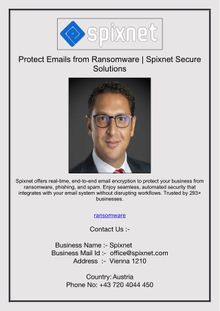 Protect Emails from Ransomware | Spixnet Secure Solutions