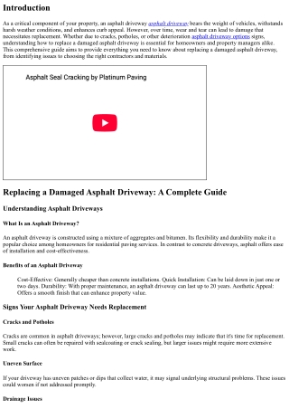 Replacing a Damaged Asphalt Driveway: A Complete Guide