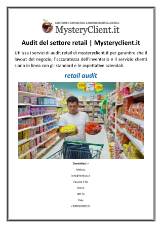 Audit del settore retail Mysteryclient.it.