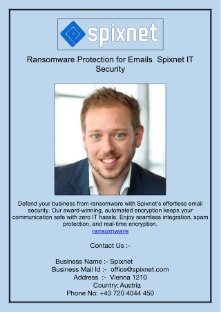 Ransomware Protection for Emails | Spixnet IT Security