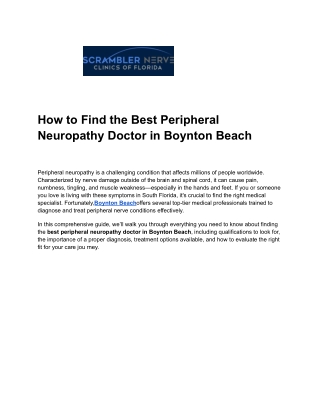 How to Find the Best Peripheral Neuropathy Doctor in Boynton Beach