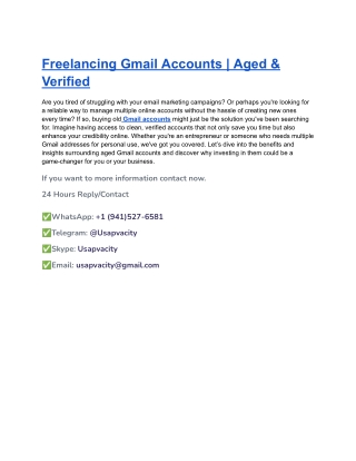 Freelancing Gmail Accounts _ Aged & Verified
