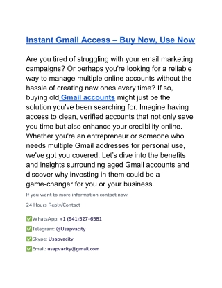Instant Gmail Access – Buy Now, Use Now