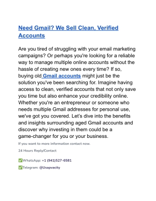 Need Gmail_ We Sell Clean, Verified Accounts