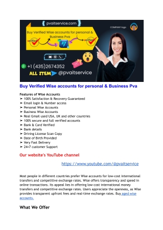 Buy Verified Wise accounts for personal & Business Pva
