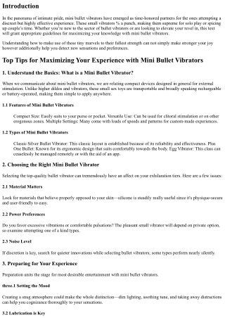 Top Tips for Maximizing Your Experience with Mini Bullet Vibrators