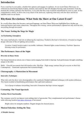 Rhythmic Revelations: What Stole the Show at Our Latest Event?