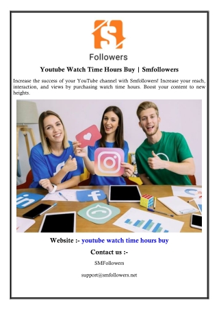 Youtube Watch Time Hours Buy | Smfollowers