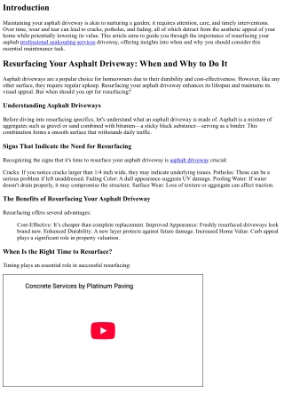 Resurfacing Your Asphalt Driveway: When and Why to Do It