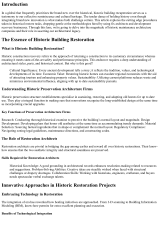 Timeless Transformations: Exploring Innovative Approaches in Historic Restoratio