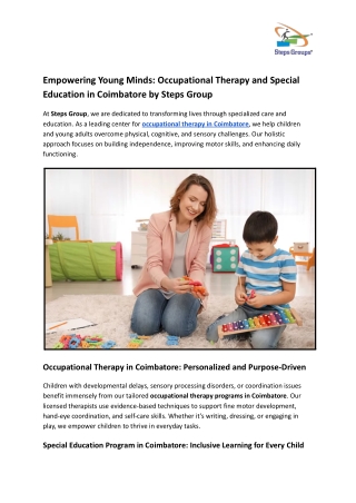 Empowering Young Minds_ Occupational Therapy and Special Education in Coimbatore by Steps Group