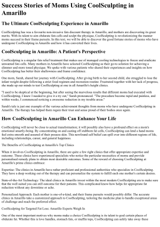 Success Stories of Moms Using CoolSculpting in Amarillo