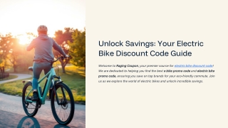 Save Big on Your Next Ride with Electric Bike Discount Codes!
