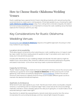 E - How to Choose Rustic Oklahoma Wedding Venues