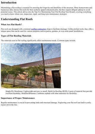 Tips For Maintaining Your Flat Rooftop Year-Round