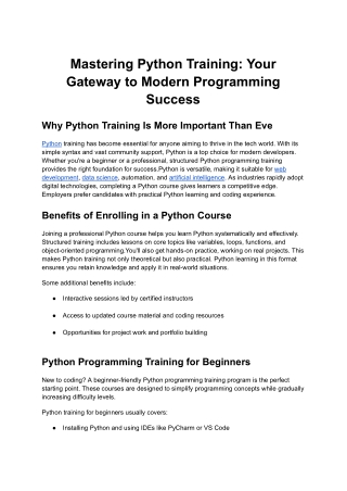 Mastering Python Training_ Your Gateway to Modern Programming Success