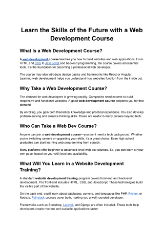Learn the Skills of the Future with a Web Development Course