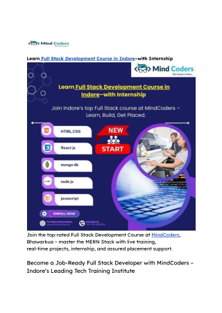 Learn Full Stack Development Course in Indore–with Internship