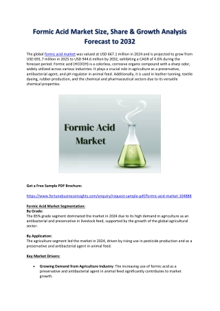 Global Formic Acid Market Forecast 2025–2032: Opportunities & Risks
