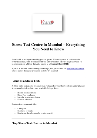 Stress Test Centre in Mumbai