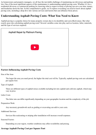 Understanding Asphalt Paving Costs: What You Need to Know