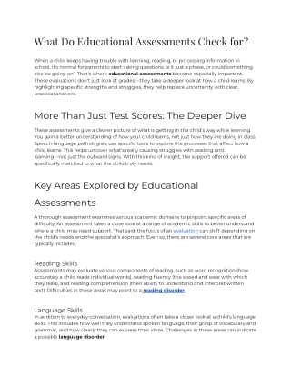 E - What Do Educational Assessment Check for