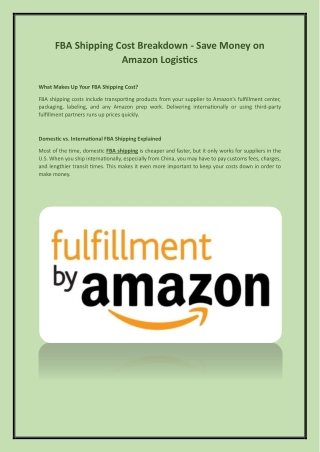 FBA Shipping Cost Breakdown - Save Money on Amazon Logistics