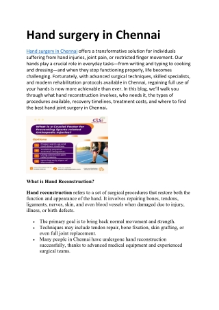 Hand surgery in chennai