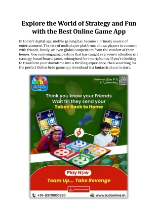 Explore the World of Strategy and Fun with the Best Online Game App