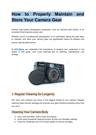 How to Properly Maintain and Store Your Camera Gear