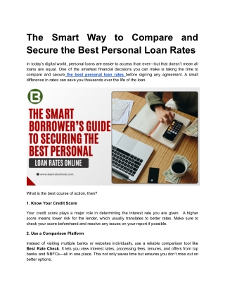 The Smart Way to Compare and Secure the Best Personal Loan Rates