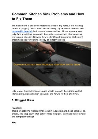 Common Kitchen Sink Problems and How to Fix Them