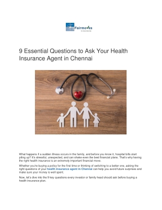 9 Essential Questions to Ask Your Health Insurance Agent in Chennai