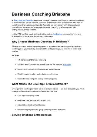 Business Coaching Brisbane