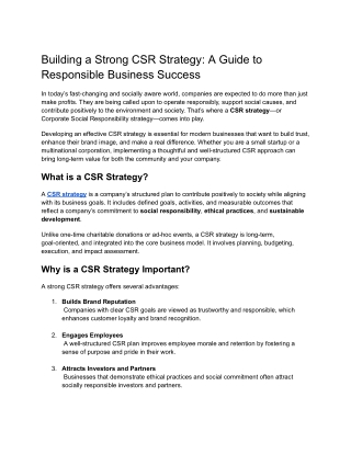 Building a Strong CSR Strategy_ A Guide to Responsible Business Success