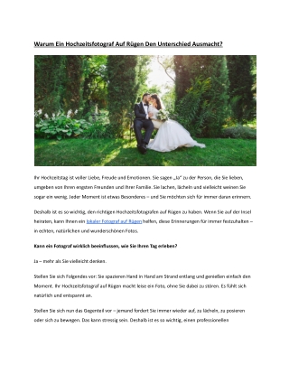 Warum Ein Hochzeitsfotograf Auf Rügen Den Unterschied Ausmacht_