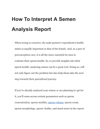 How To Interpret A Semen Analysis Report