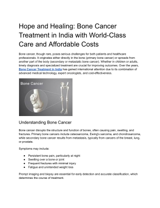 Bone Cancer Treatment in India with World-Class Care and Affordable Costs