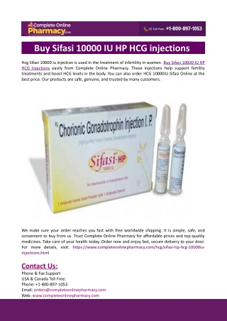 Buy Sifasi 10000 IU HP HCG injections