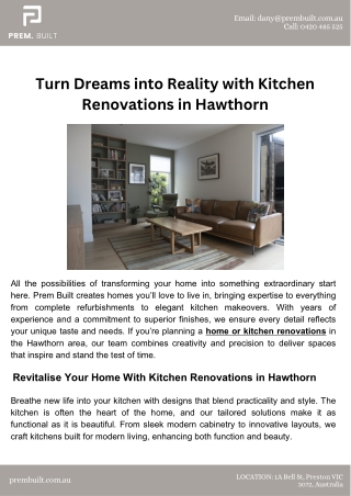 Turn Dreams into Reality with Kitchen Renovations in Hawthorn