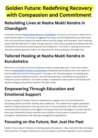 Golden Future Redefining Recovery with Compassion and Commitment