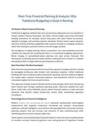 Real-Time Financial Planning & Analysis Why Traditional Budgeting is Dead in Banking