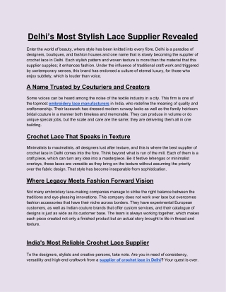 Delhi’s Most Stylish Lace Supplier Revealed