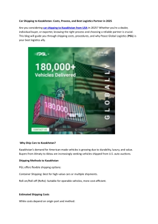 Car Shipping to Kazakhstan Costs, Process, and Best Logistics Partner in 2025