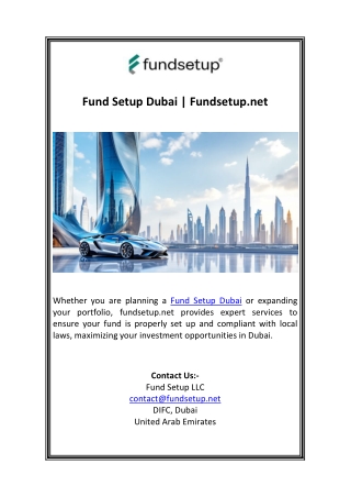 Fund Setup Dubai | Fundsetup.net